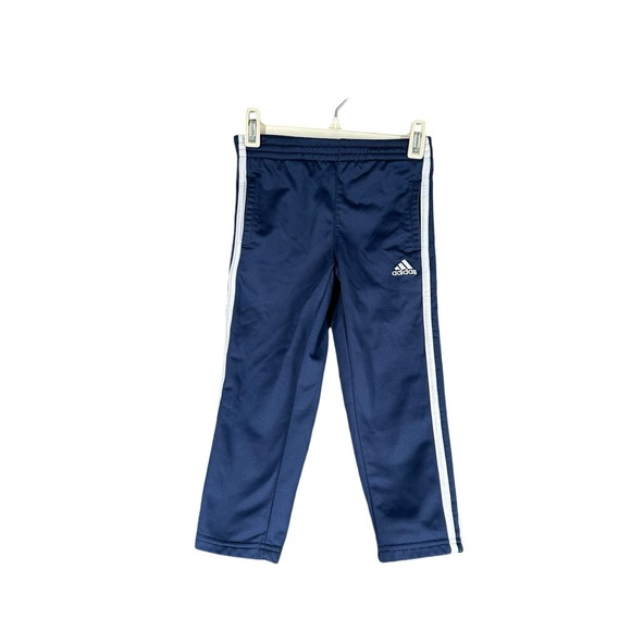 Adidas Boy’s 4 Navy Tricot Track Pants Athletic Sports Fitness Classic 3 Stripes - Picture 1 of 15